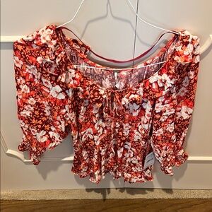 Free People Floral Red Women's Top